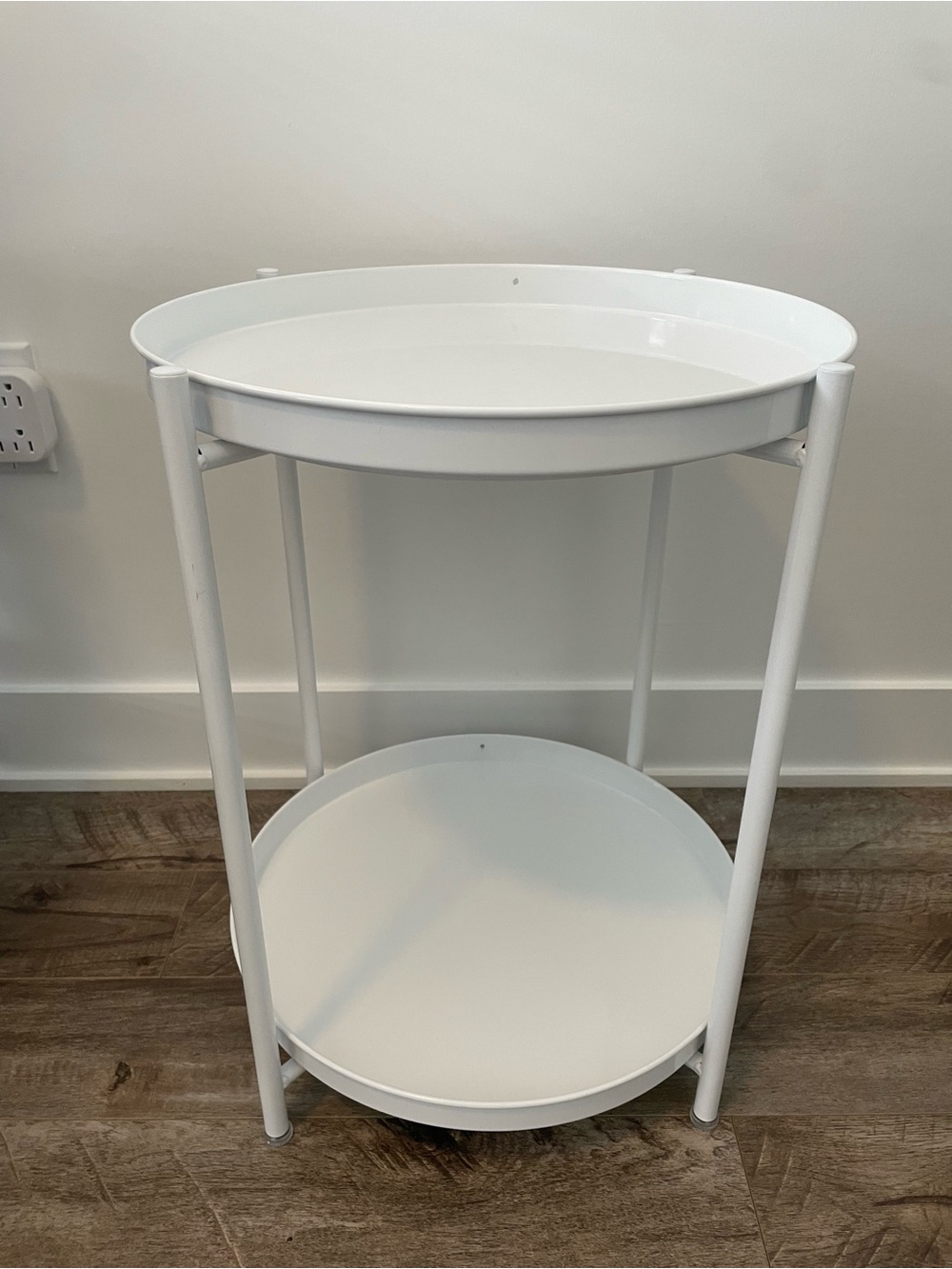White Two-Tier Round Accent Side Table